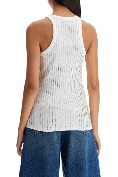 Attico Womens White Crystal-embellished Ribbed Cotton Tank Top In White