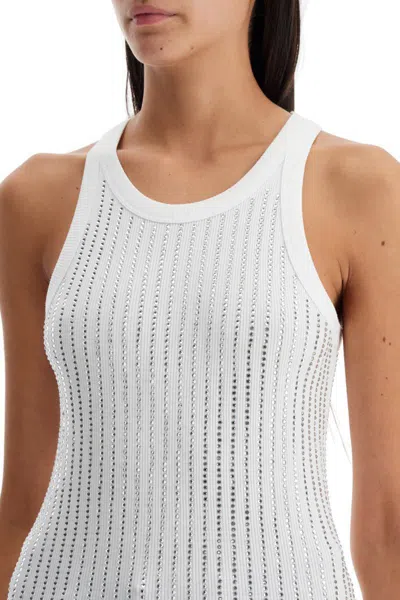Attico Womens White Crystal-embellished Ribbed Cotton Tank Top In White