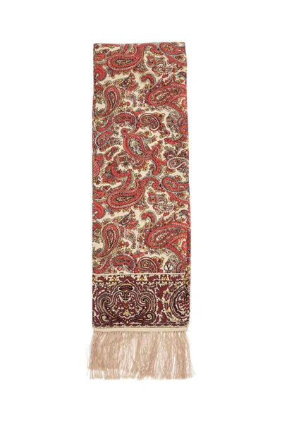 Valentino Garavani Yellow Orange Bordeaux Paisley Silk Bandeau Scarf 15x180 Cm Women In Yellow