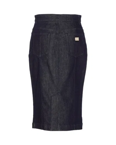 Dolce & Gabbana Denim Pencil Midi Skirt In Blue