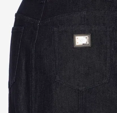 Dolce & Gabbana Denim Pencil Midi Skirt In Blue