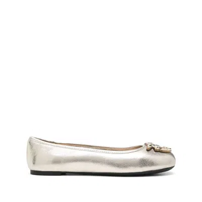 Pinko Ballet Flats Carla Argento Calf Leather In Silver