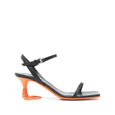 Moschino Square-headed High-heeled Sandals In Black