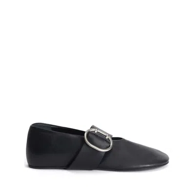 Jil Sander Smooth Leather Ballerinas In Black