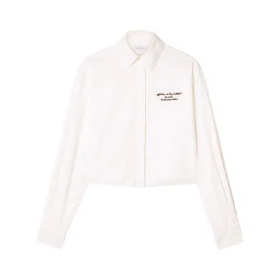 Off-white Embroidered Detail Poplin Cropped Shirt In White