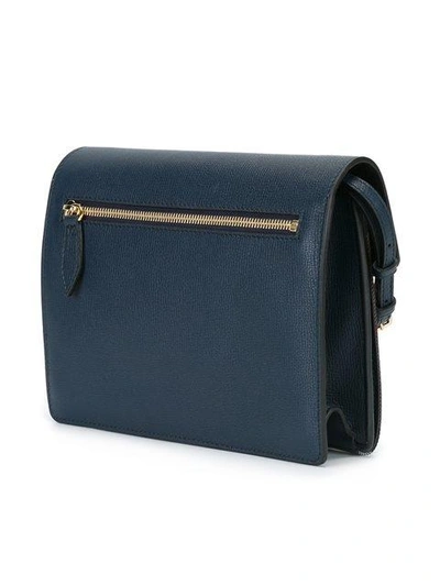 Shop Burberry Small Leather And House Check Crossbody Bag In Blue