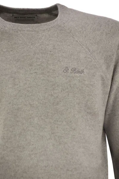 Mc2 Saint Barth Cashmere Blend Jumper With Plush Cut In Grey
