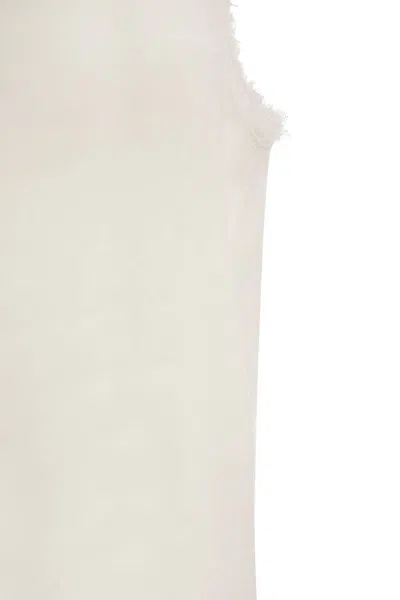 Antonelli Fringed Sleeveless Linen Top In White