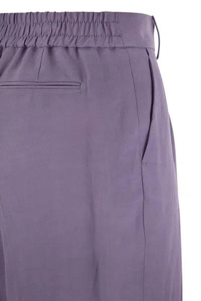 Shop Pt Torino Daisy - Viscose And Linen Trousers In Purple