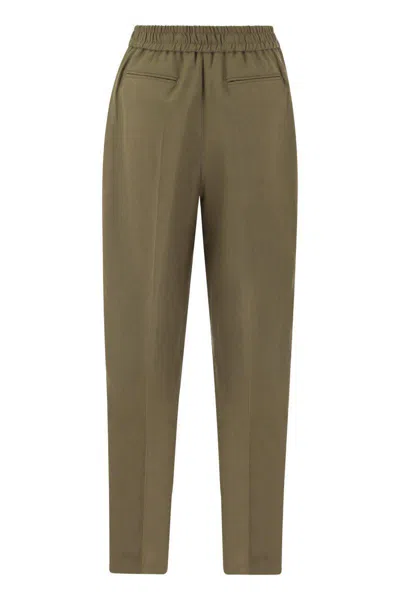 Pt Torino Daisy - Viscose And Linen Trousers In Brown