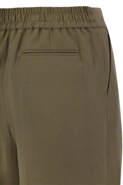 Pt Torino Daisy - Viscose And Linen Trousers In Brown