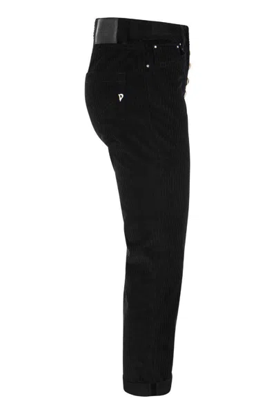 Dondup Koons Loose-fitting Velvet Trousers In Black