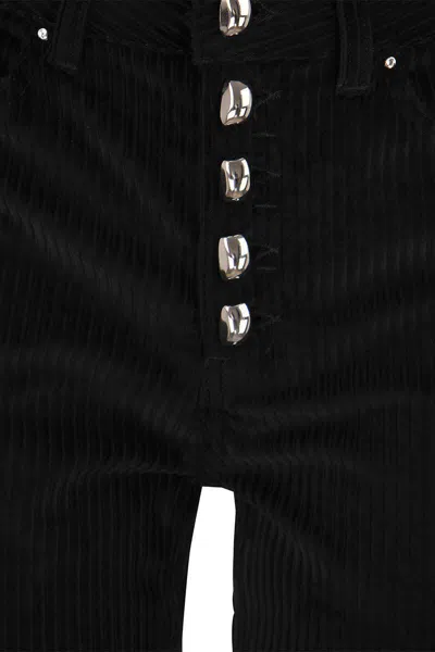 Dondup Koons Loose-fitting Velvet Trousers In Black