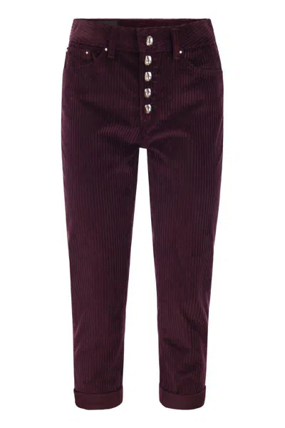 Dondup Koons Loose-fitting Velvet Trousers In Red