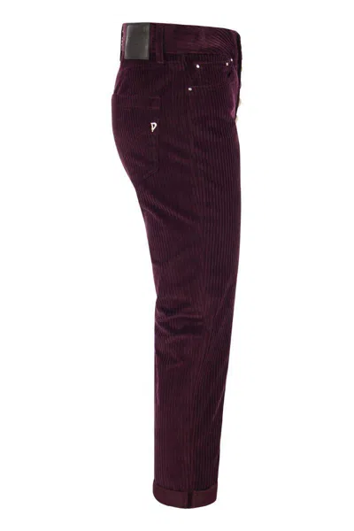 Dondup Koons Loose-fitting Velvet Trousers In Red