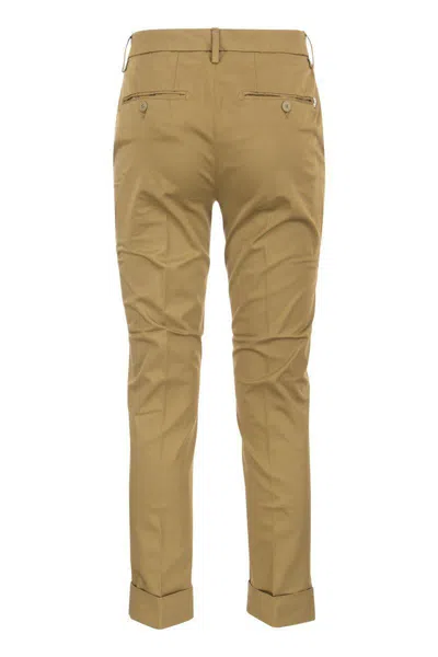 Dondup Erin - Slim Cotton Trousers In Brown