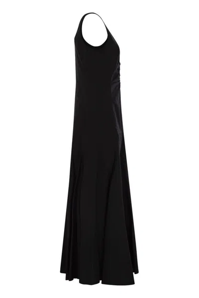 Sportmax Scoop Neck Sleeveless Dress With Flared Hem In Black