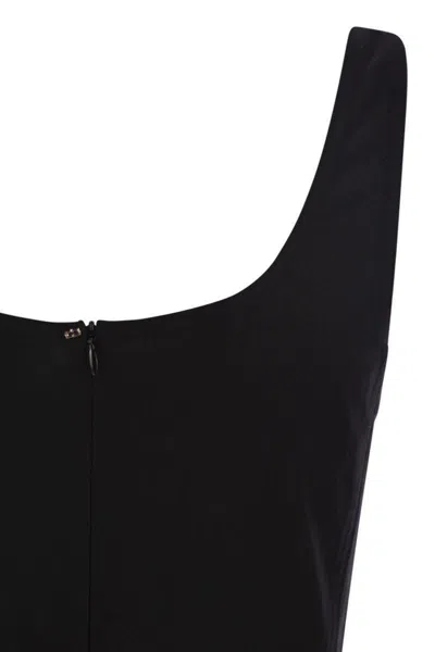 Sportmax Scoop Neck Sleeveless Dress With Flared Hem In Black