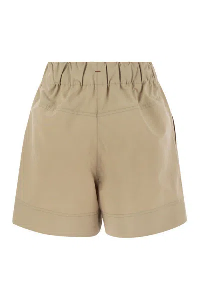 Moncler Shorts Elastic Waistband Side Pockets In Beige
