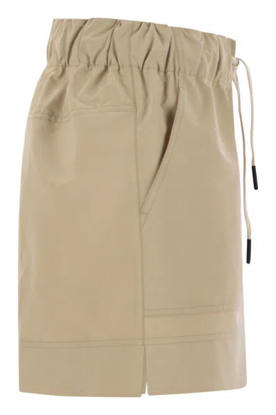 Moncler Shorts Elastic Waistband Side Pockets In Beige