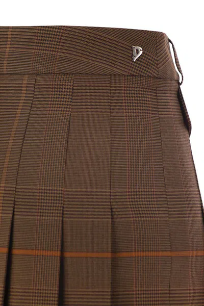 Dondup Prince Of Wales Mini Skirt In Brown