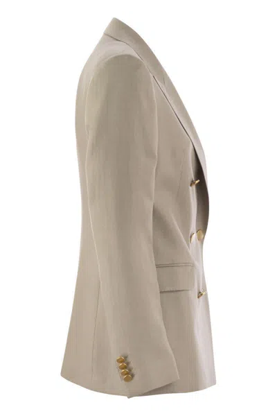 Tagliatore Paris Linen Double Breasted Blazer In Beige