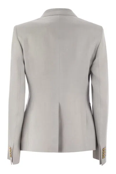 Tagliatore Women Linen Double-breasted Blazer In Light Grey