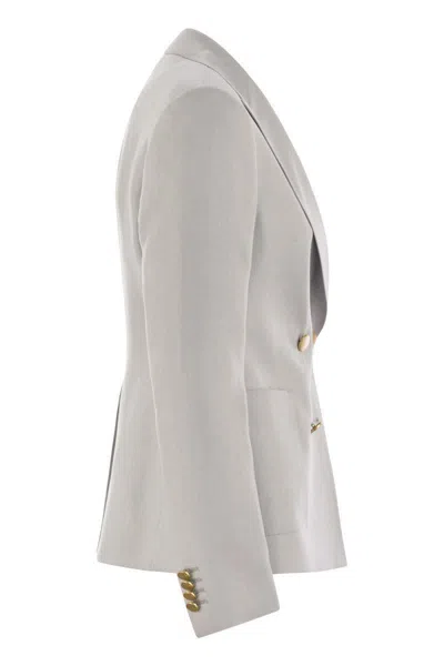 Tagliatore Women Linen Double-breasted Blazer In Light Grey