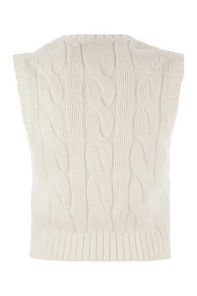 Shop Polo Ralph Lauren Plaited Cotton Short Waistcoat In White