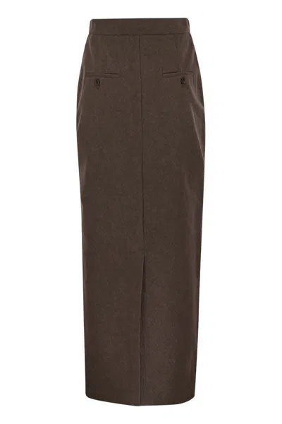 Max Mara Women's Pianosa - Denim-effect Cotton Skirt In Brown