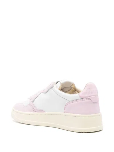 Autry Sneakers Medalist Low In Pelle Bicolore Bianco E Rosa In White