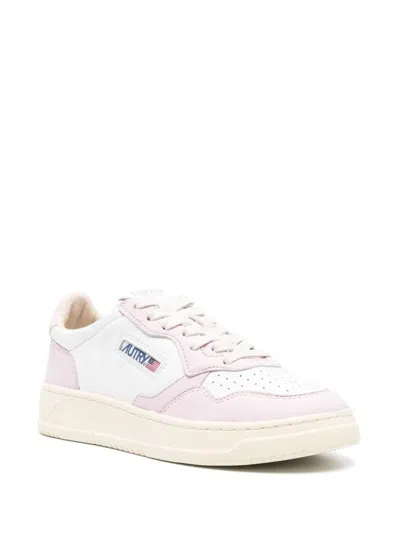 Autry Sneakers Medalist Low In Pelle Bicolore Bianco E Rosa In White