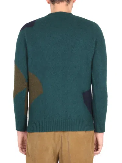Drumohr Color Block Combed Wool Sweater In Green