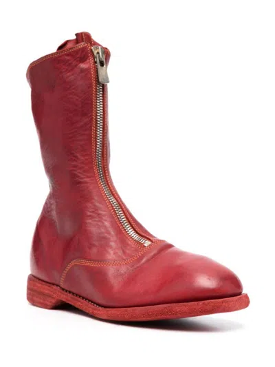 Guidi Front Zip Boots Shoes In Red