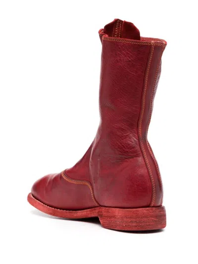 Guidi Front Zip Boots Shoes In Red