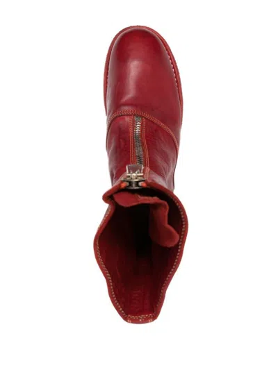 Guidi Front Zip Boots Shoes In Red