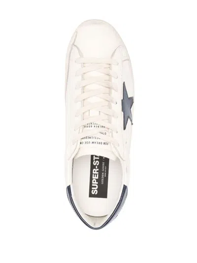 Golden Goose White Lace Up Leather Sneakers In Beige