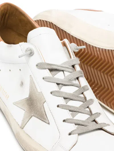 Golden Goose Super-star Sneakers With Ice-gray Suede Star And Light Brown Heel Tab Shoes In White