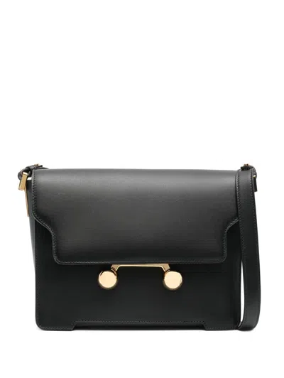 Marni Medium Rectangular Shoulder Bag With Flap In Black