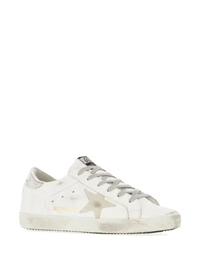 Golden Goose Super-star Leather Upper Suede Star Piper Print Heel Shoes In White