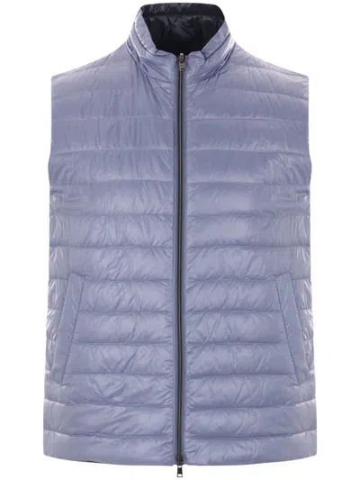 Shop Herno Man Padded Waistcoat In Blue