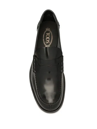 Tod's Black Leather Loafers For Men In Black
