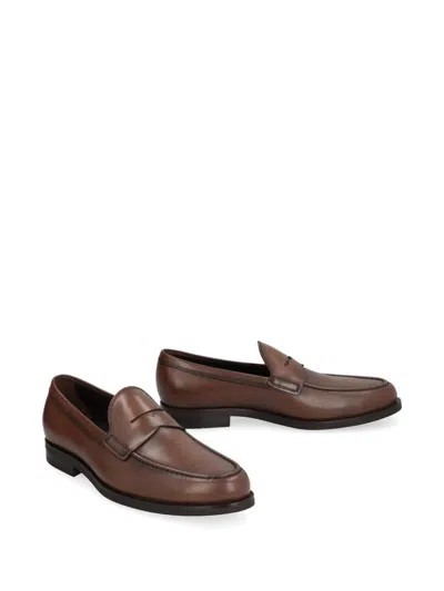 Tod's Loafers In Brown Antique-effect Leather In Brown