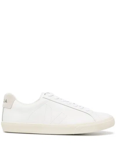 Veja White Leather Sneakers With Embroidered Logo In White