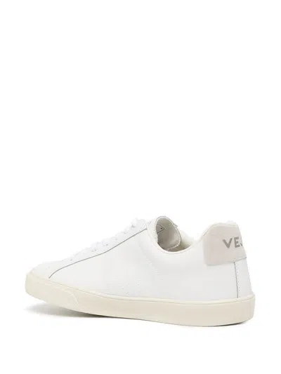 Veja White Leather Sneakers With Embroidered Logo In White