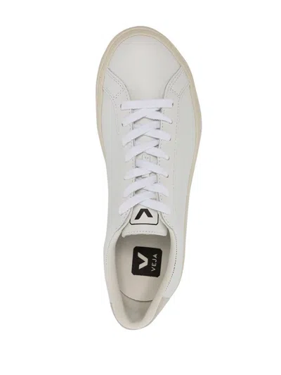 Veja White Leather Sneakers With Embroidered Logo In White