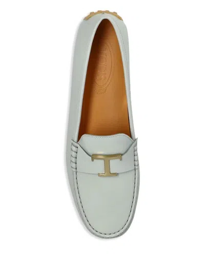 Tod's Grey Leather Loafers In Grey