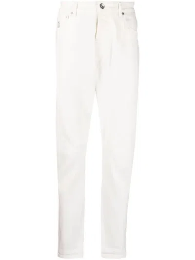Brunello Cucinelli Men Dyed Denim Trousers Jeans In White