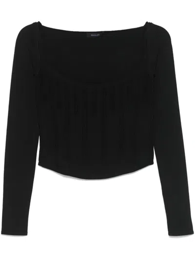 Mugler Backless Cropped Jacket In Black