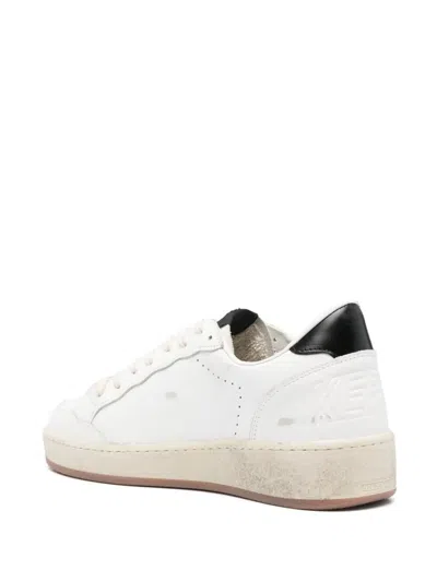 Golden Goose Ballstar 2 Leather Upper And Spur Suede Star Shiny Leather Heel Shoes In White